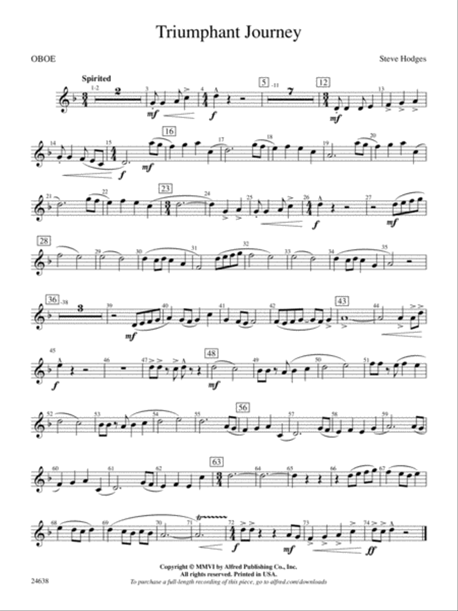 Triumphant Journey: Oboe Concert Band scores gallery preview page 1
