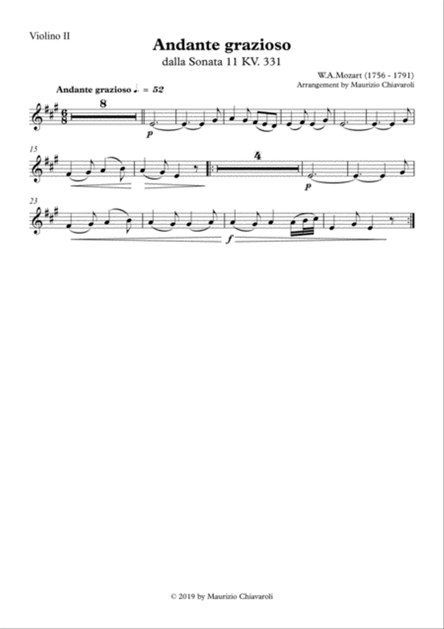Andante grazioso ( dalla Sonata 11 KV. 331 ) String Orchestra scores gallery preview page 5