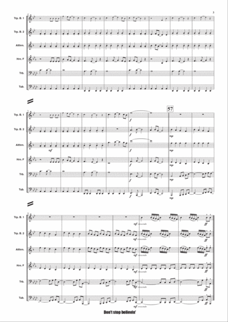 Don't Stop Believin' Brass Ensemble scores gallery preview page 3