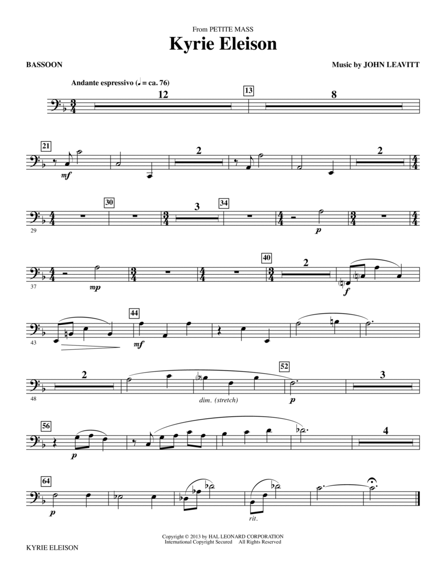 Kyrie Eleison (from Petite Mass) - Bassoon Choir scores gallery preview page 1
