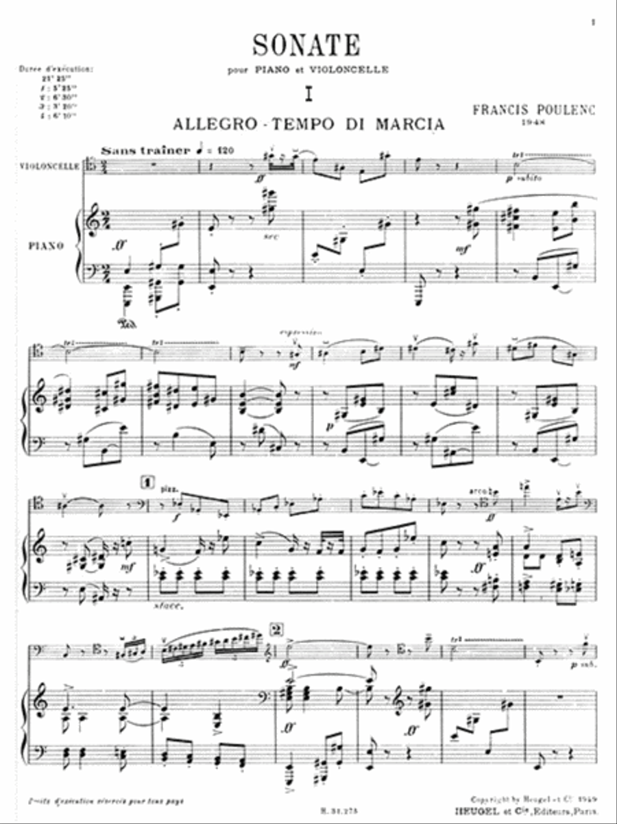 Francis Poulenc - Sonate Pour Violoncelle Et Piano Cello scores gallery preview page 2