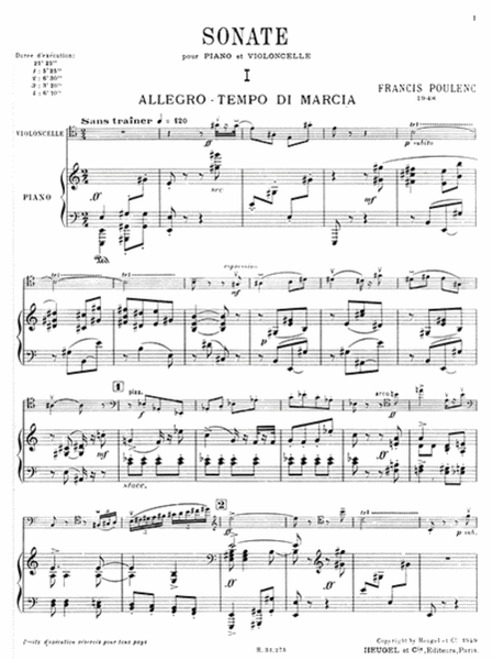 Francis Poulenc - Sonate Pour Violoncelle Et Piano