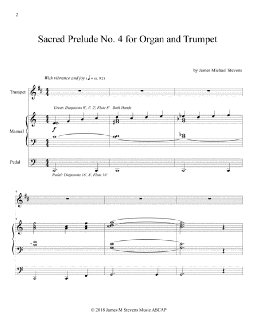 Sacred Prelude No. 4 for Organ and Trumpet Trumpet Duet scores gallery preview page 2