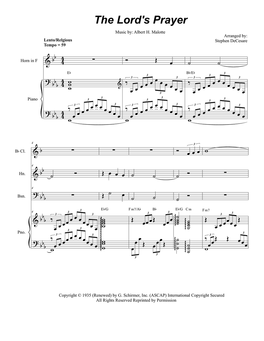 The Lord's Prayer Woodwind Quintet scores gallery preview page 1