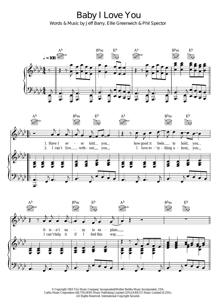 Baby I Love You Baby I Love You Piano, Vocal scores gallery preview page 1