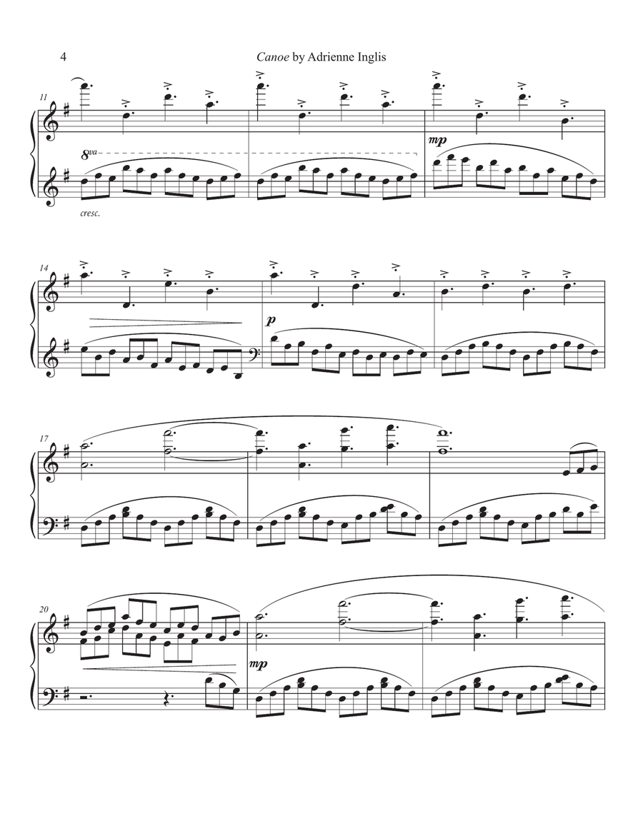 Canoe for solo piano Piano Solo scores gallery preview page 4
