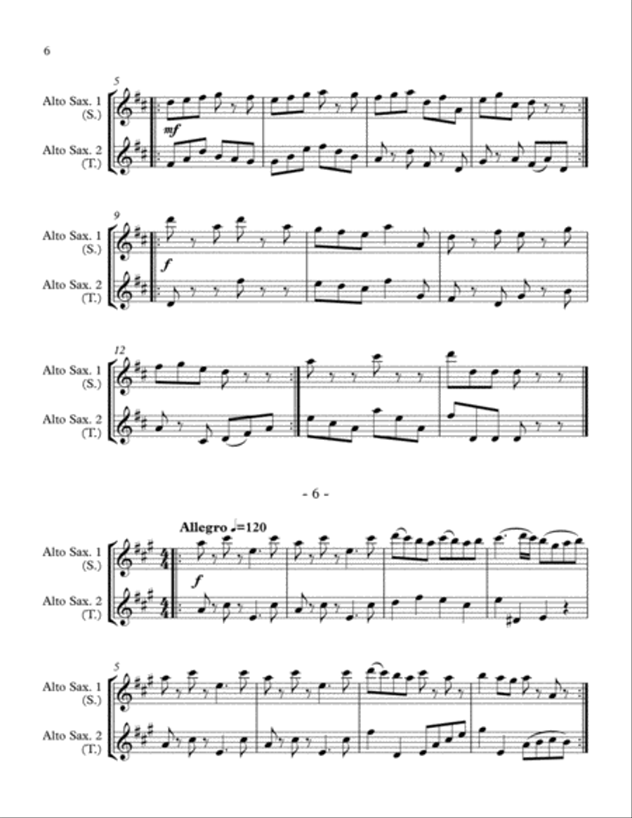 10 Little Duets for Teacher and Student (2 Alto Saxophones) Woodwind Duet scores gallery preview page 6