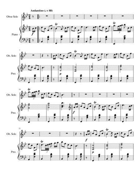 Opus 131a, Concerto for Oboe & Orchestra in Bb-do (Piano Score) image number null