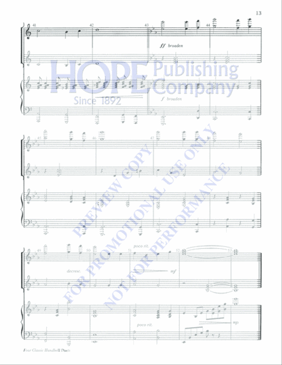 Four Classic Handbell Duets Percussion scores gallery preview page 13