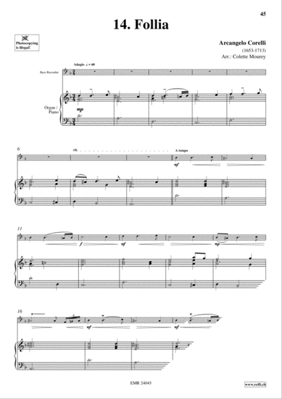 40 Greatest Baroque Hits Volume 1 Bass Recorder scores gallery preview page 16