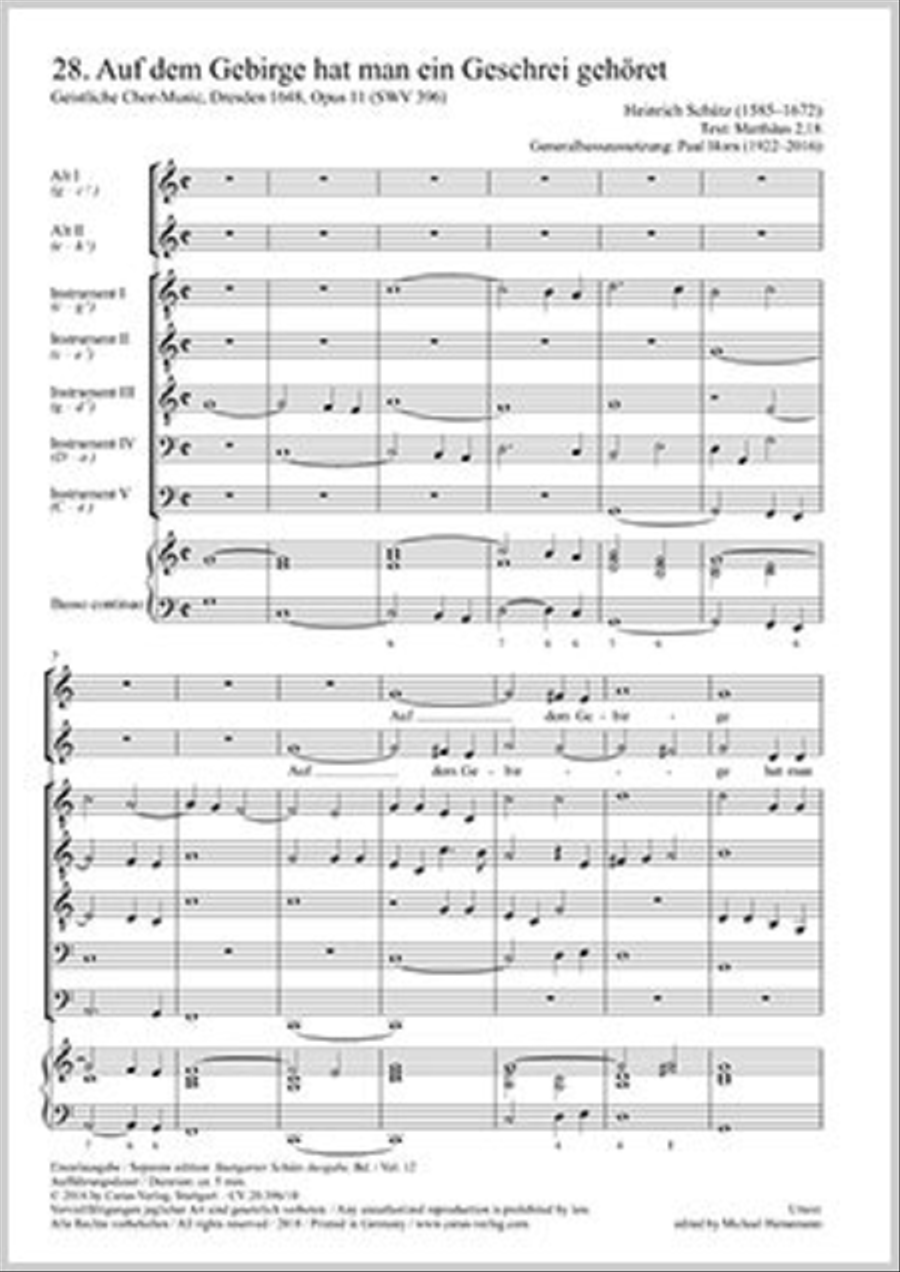 Auf dem Gebirge in F Major, SWV 396 Score scores gallery preview page 1