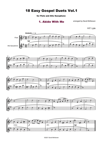 18 Easy Gospel Duets Vol.1 for Flute and Alto Saxophone
