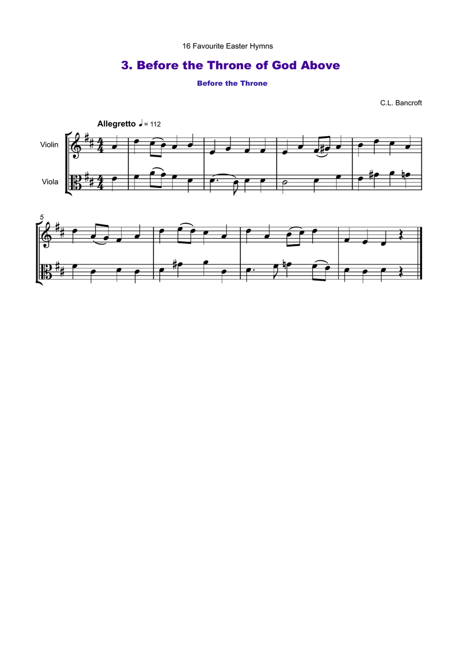 16 Favourite Easter Hymns for Violin and Viola Duet String Duet scores gallery preview page 4