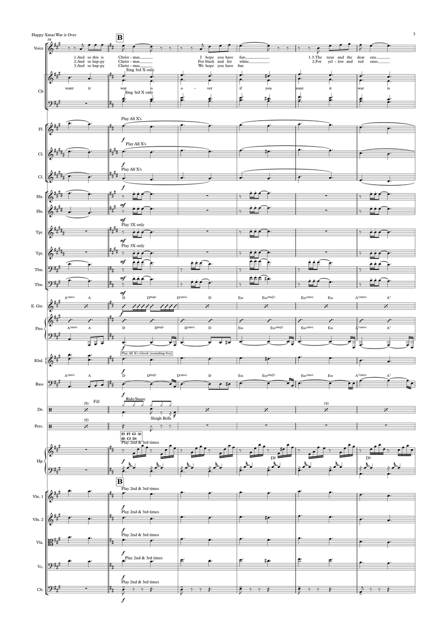 Happy Xmas (war Is Over) Full Orchestra scores gallery preview page 3