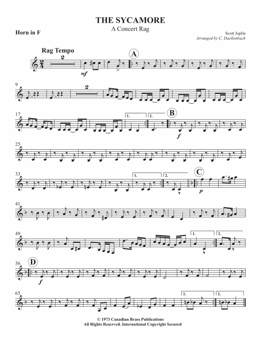 The Sycamore - F Horn Brass Quintet scores gallery preview page 1