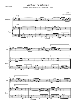 Air On The G String (J.S. Bach) for Horn in F Solo and Piano Accompaniment