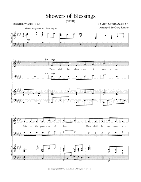 SHOWERS OF BLESSING (SATB Choir with Piano Accompaniment) image number null