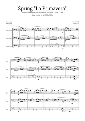 Book cover for "Spring" (La Primavera) by Vivaldi - Easy version for BASSOON TRIO