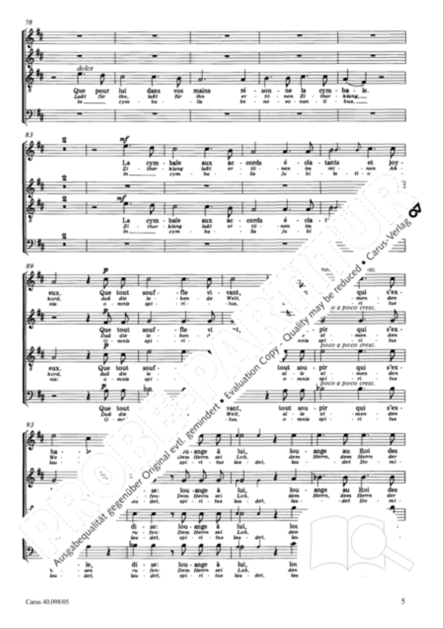 Psalm 150 (Der 150. Psalm) 4-Part scores gallery preview page 6