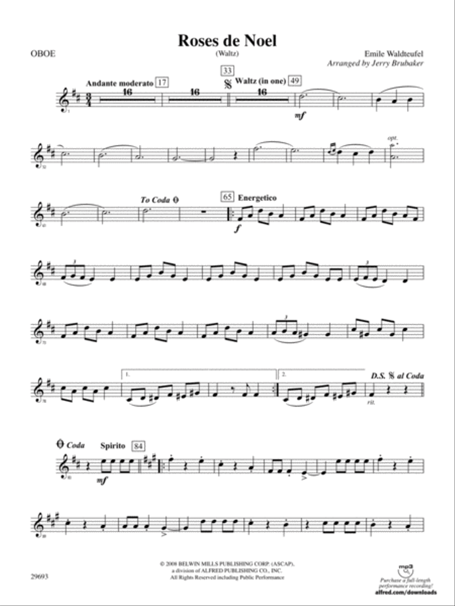 Roses de Noel (Waltz): Oboe Full Orchestra scores gallery preview page 1