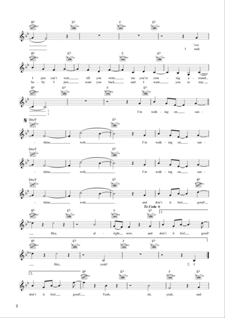 Walking On Sunshine Piano scores gallery preview page 2