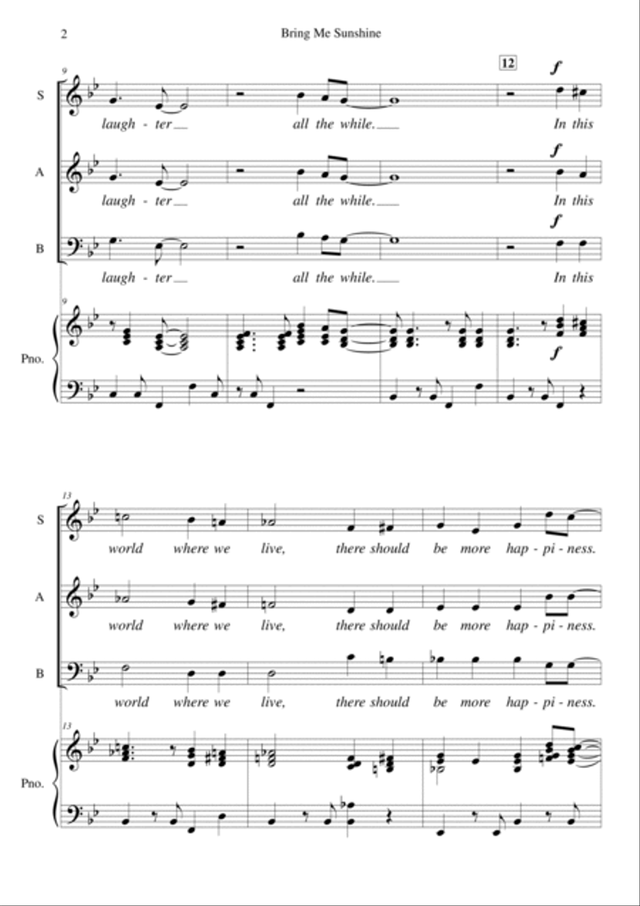 Bring Me Sunshine 3-Part scores gallery preview page 2