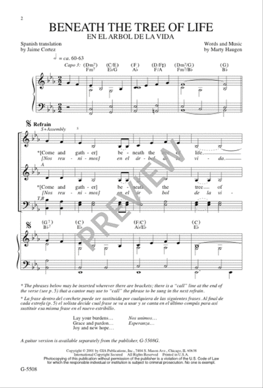 Beneath the Tree of Life / En el Árbol de la Vida 4-Part scores gallery preview page 2