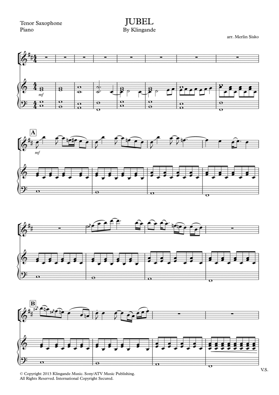 Jubel saxophone sheet music outlet
