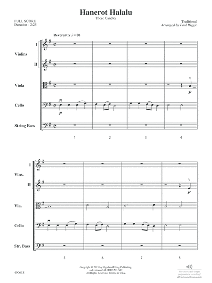 Hanerot Halalu: Score String Orchestra scores gallery preview page 3