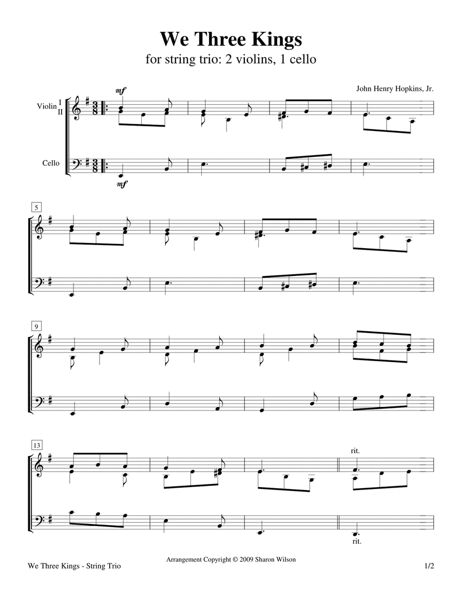 We Three Kings (String Trio - 2 violins, 1 cello) String Trio scores gallery preview page 3