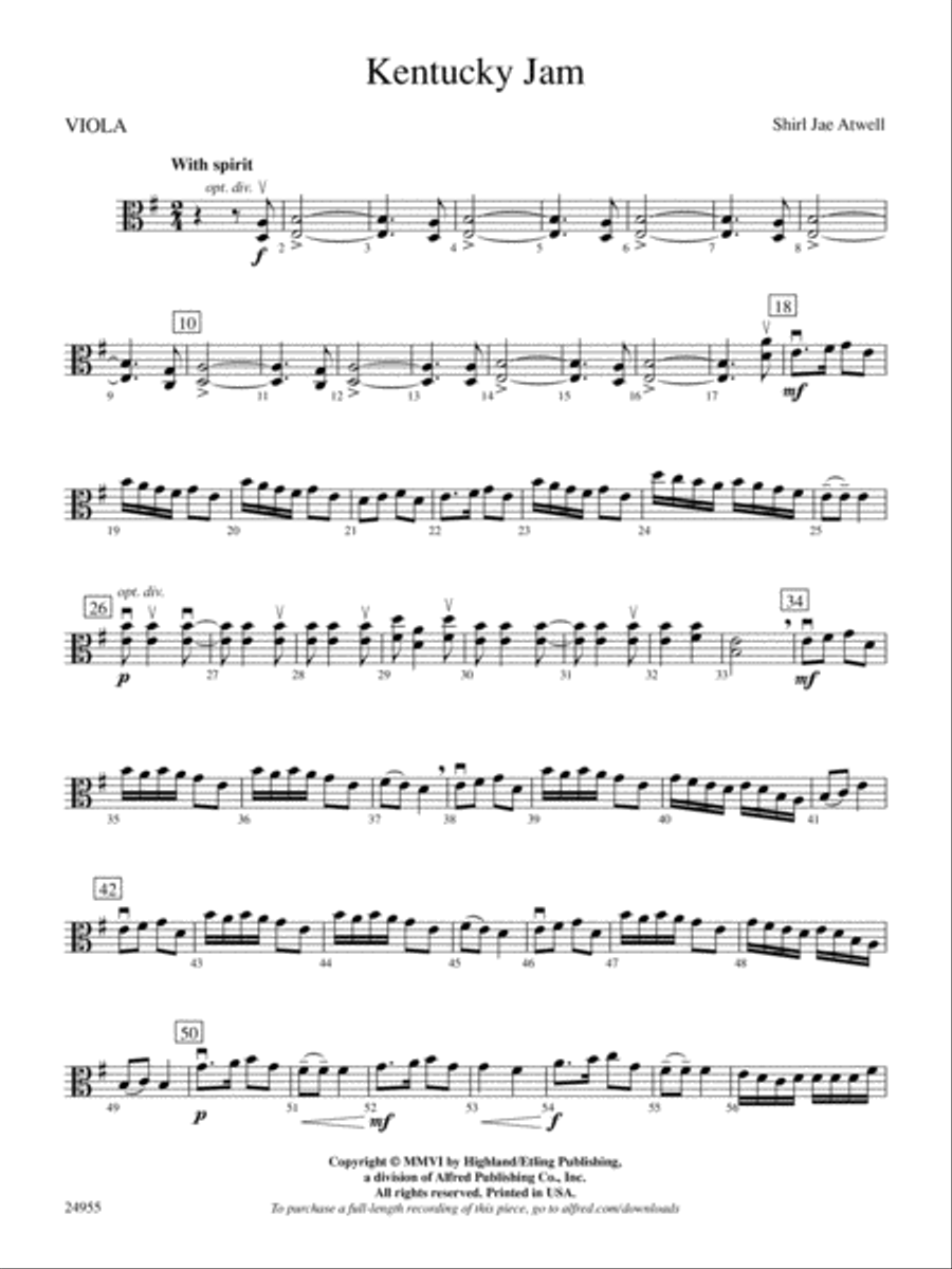 Kentucky Jam: Viola String Orchestra scores gallery preview page 1