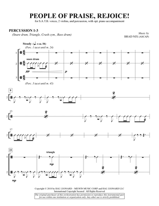 Book cover for People of Praise, Rejoice! - Percussion 1-3