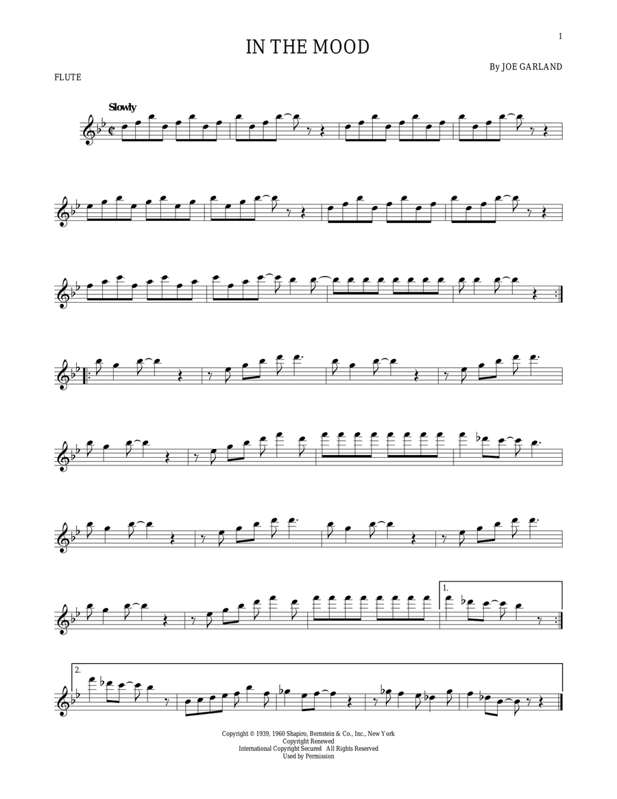 In The Mood Flute Solo scores gallery preview page 1
