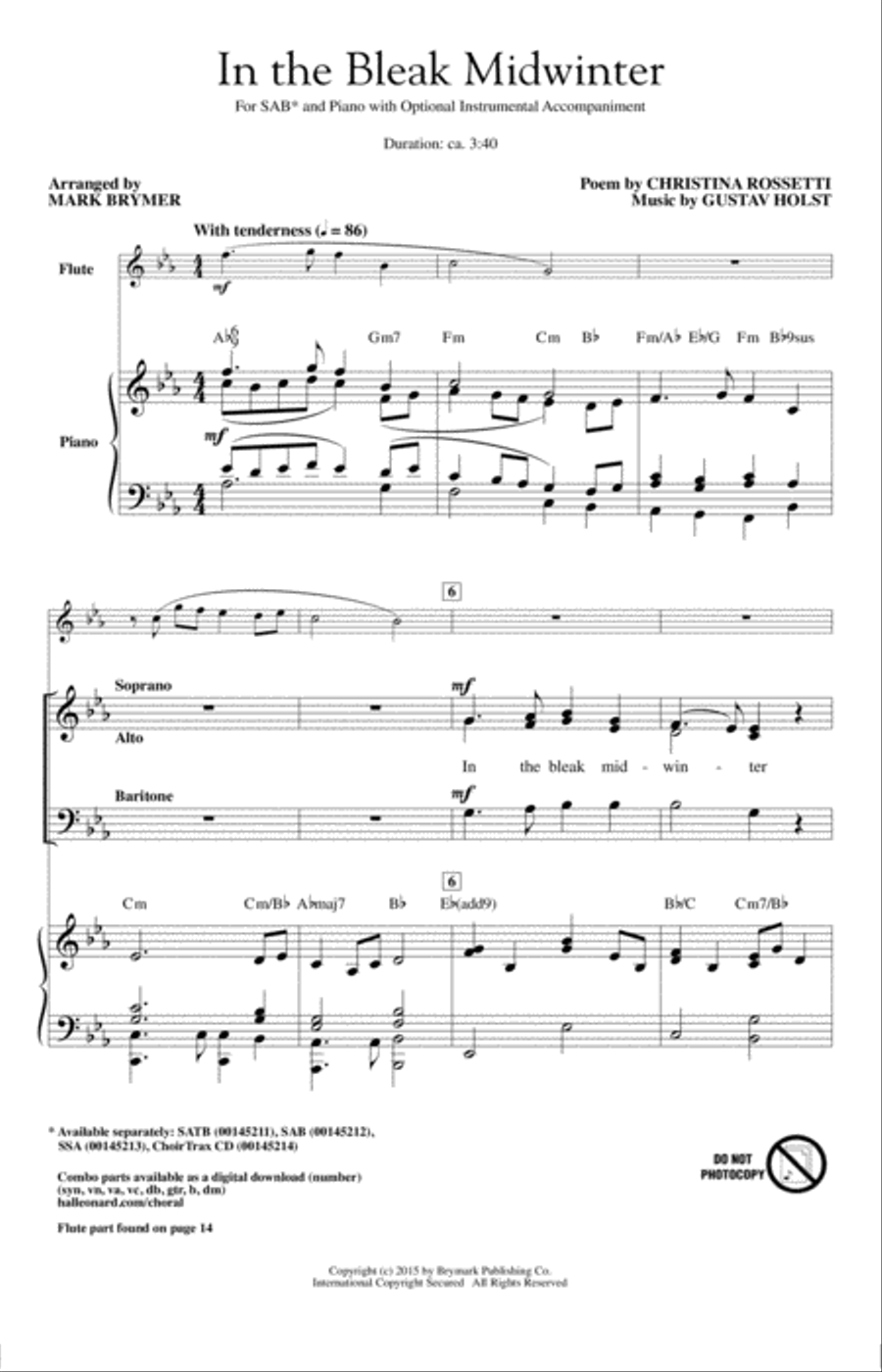 In The Bleak Midwinter 3-Part scores gallery preview page 1