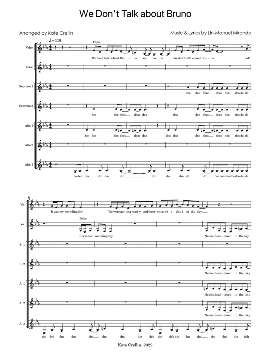We Don't Talk About Bruno by Lin-Manuel Miranda SSAA - Digital Sheet Music