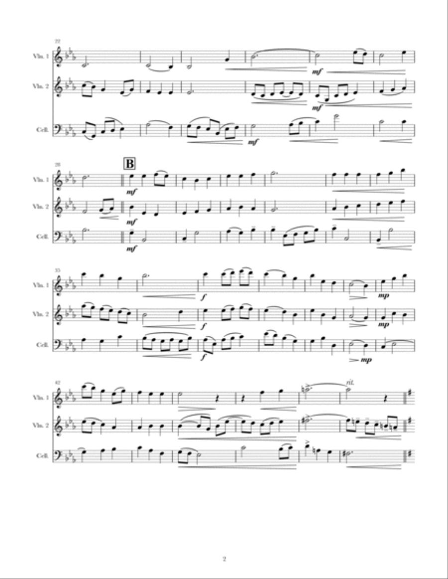 Be Thou My Vision (for 2 violins and 1 cello) String Trio scores gallery preview page 2