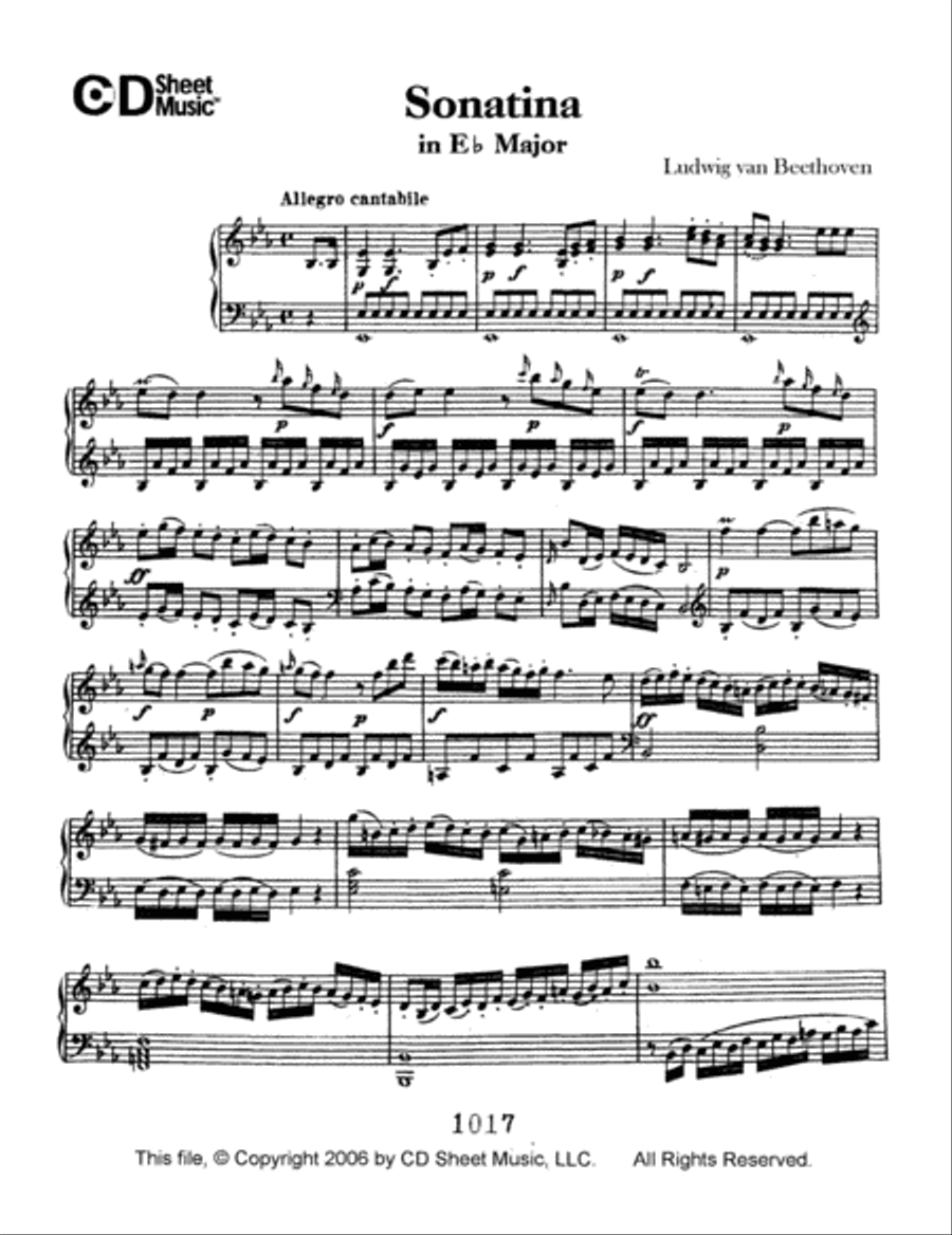 Sonatina In E-flat Major Piano Solo scores gallery preview page 1