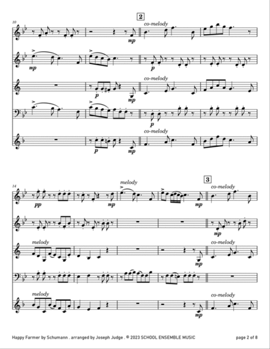 Happy Farmer by Schumann for Woodwind Quartet in Schools Woodwind Quartet scores gallery preview page 2