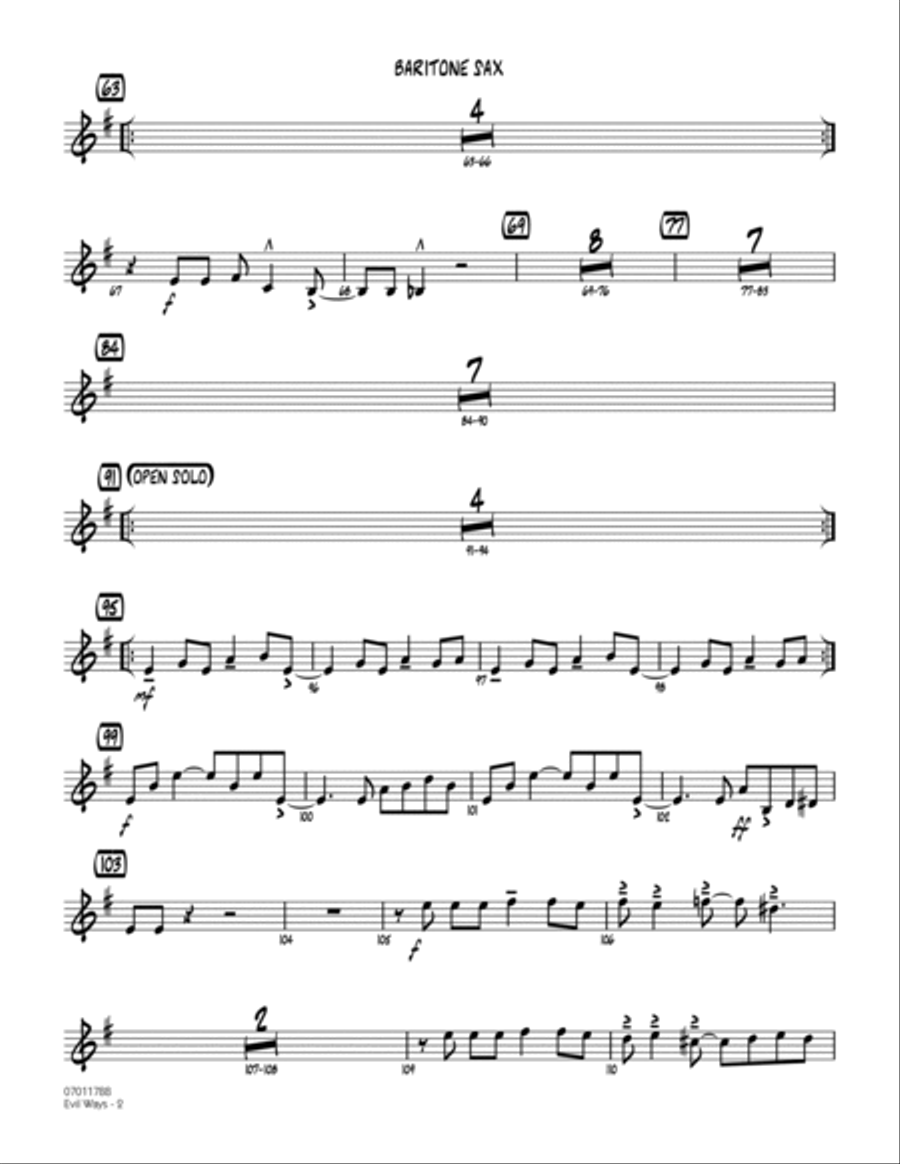 Evil Ways - Baritone Sax Evil Ways - Baritone Sax Jazz Ensemble scores gallery preview page 2