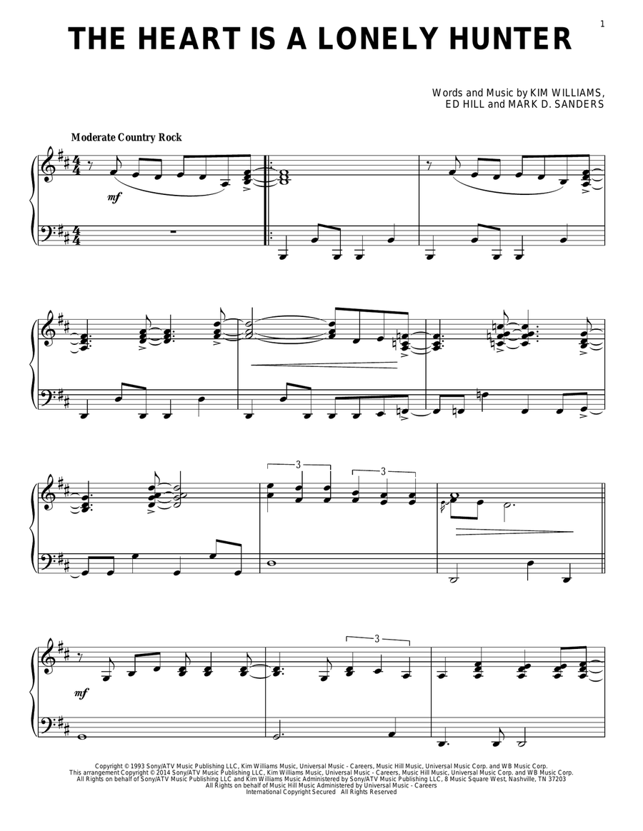 The Heart Is A Lonely Hunter Piano Solo scores gallery preview page 1