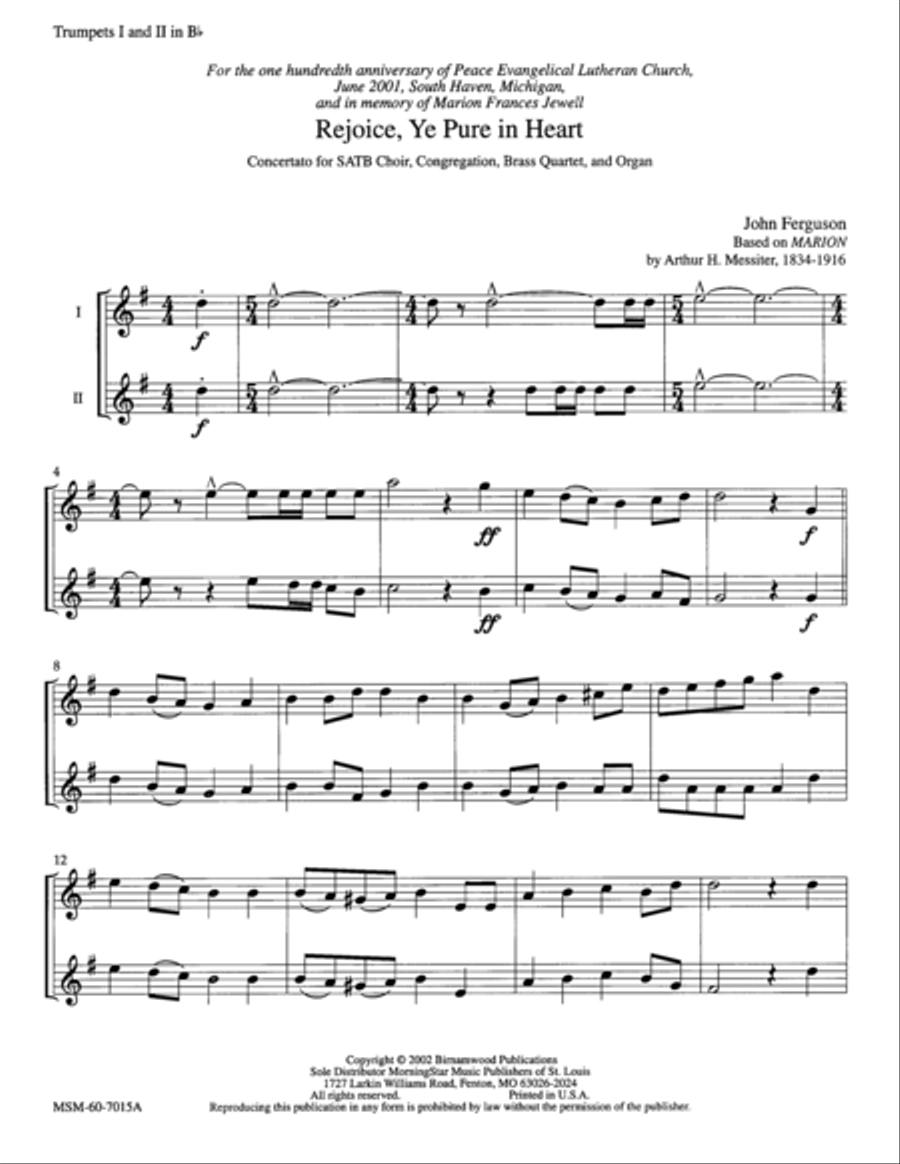 Rejoice, Ye Pure in Heart Choir scores gallery preview page 1