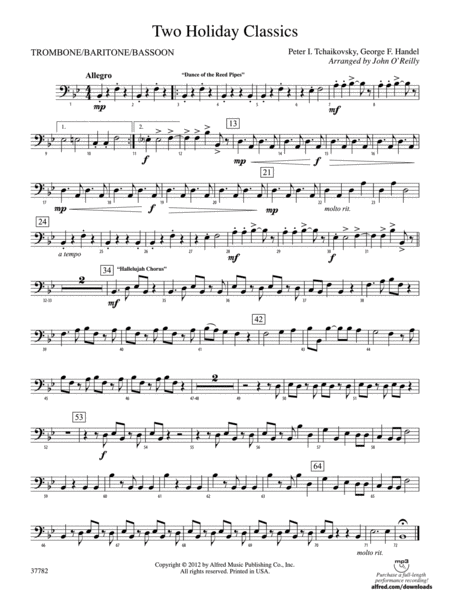 Two Holiday Classics: 1st Trombone by Peter Ilyich Tchaikovsky Concert Band - Digital Sheet Music