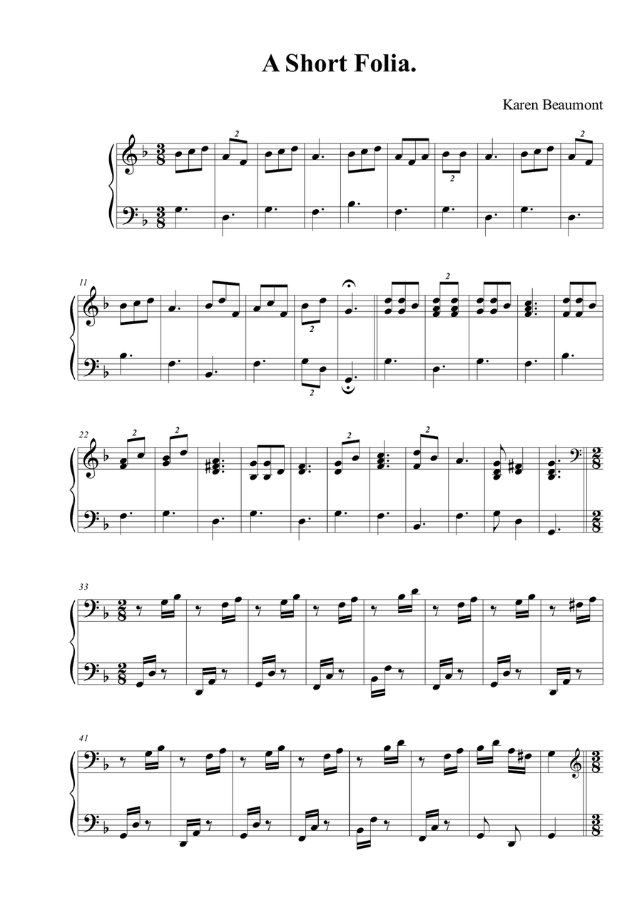 A Short Folia (manuals only) Organ Solo scores gallery preview page 2