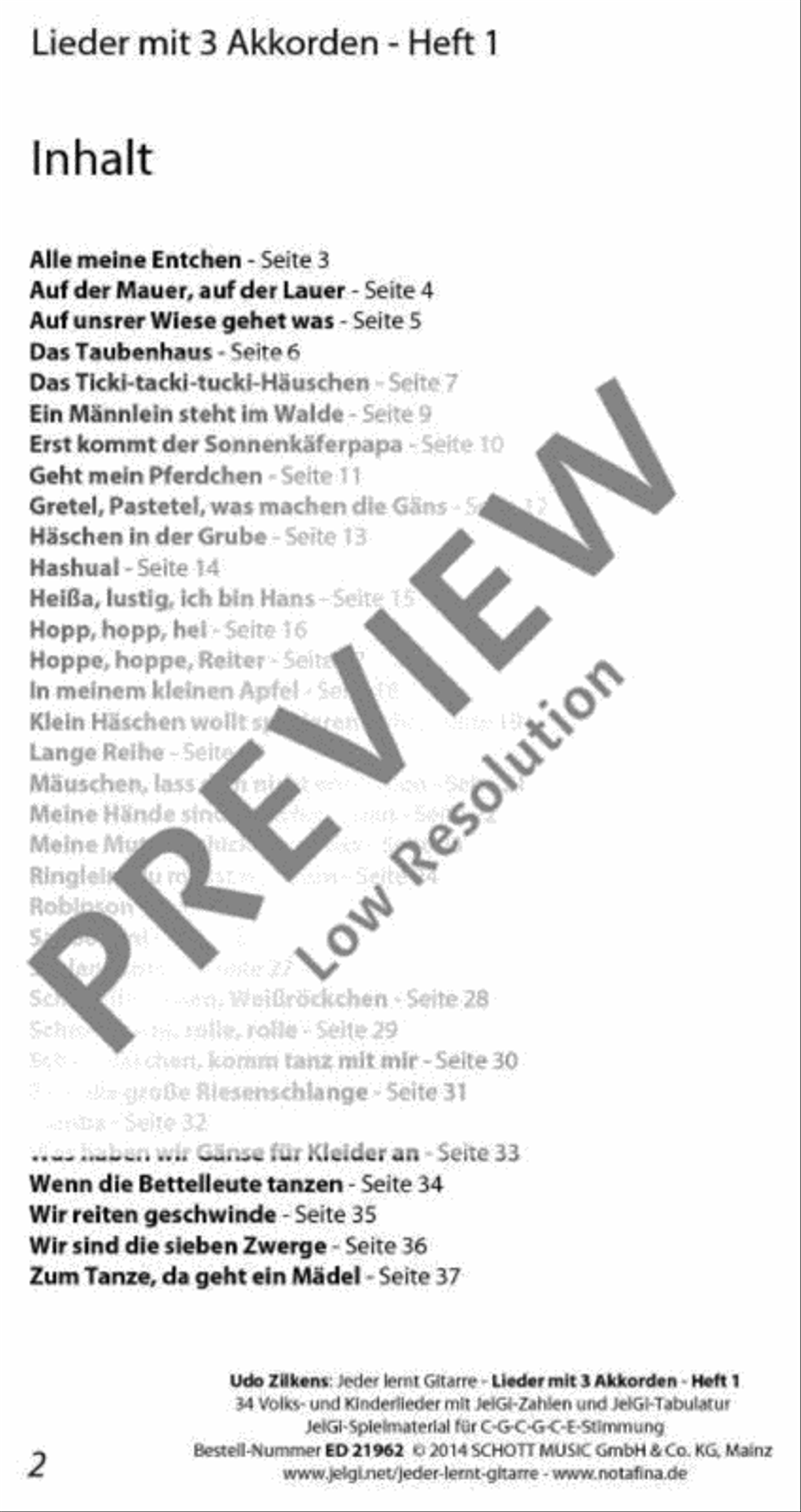 Jeder lernt Gitarre - Lieder mit 3 Akkorden Heft 1 Classical Guitar scores gallery preview page 3