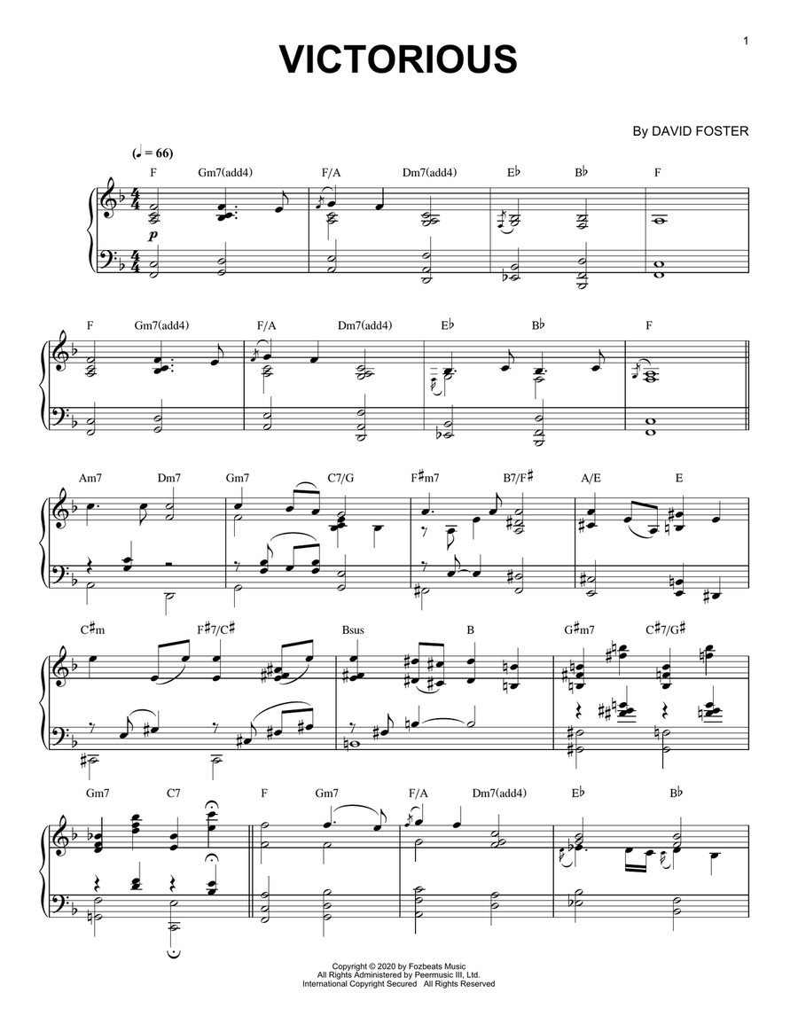 Victorious Piano Solo scores gallery preview page 1