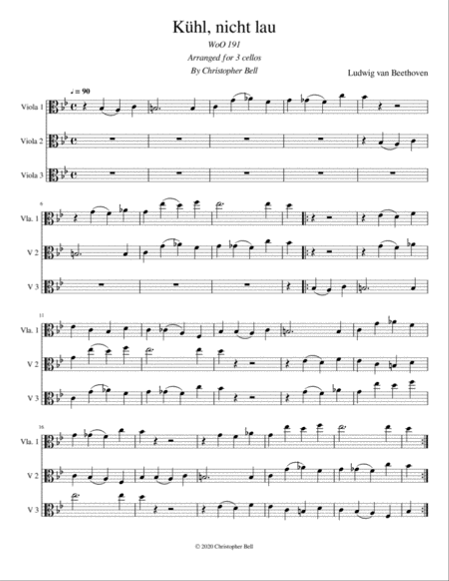Kühl, nicht lau - Beethoven - Viola Trio String Trio scores gallery preview page 1