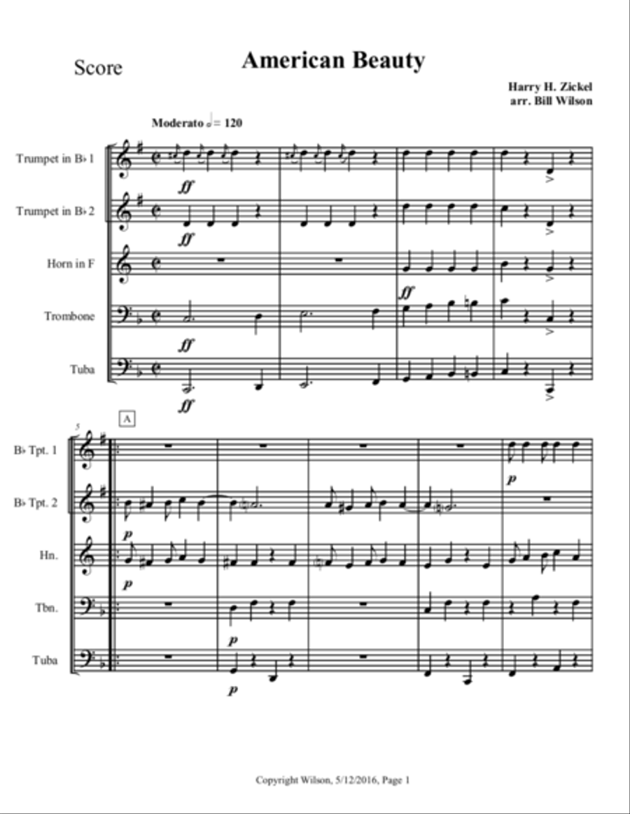 American Beauty American Beauty Brass Quintet scores gallery preview page 2
