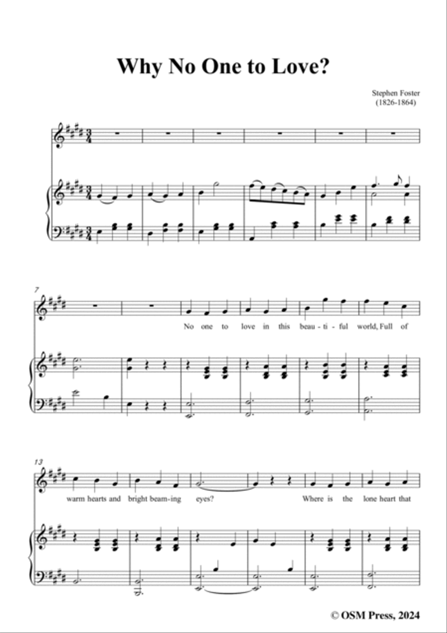 S. Foster-Why No One to Love?,in E Major Voice scores gallery preview page 3