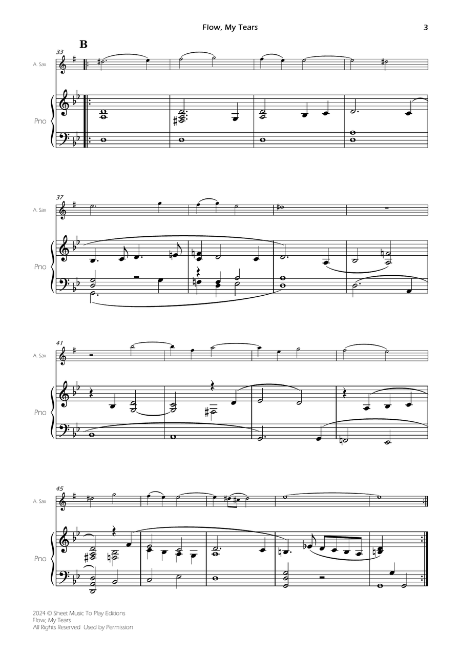 Flow My Tears - Alto Sax and Piano (Full Score and Parts) Alto Saxophone scores gallery preview page 5
