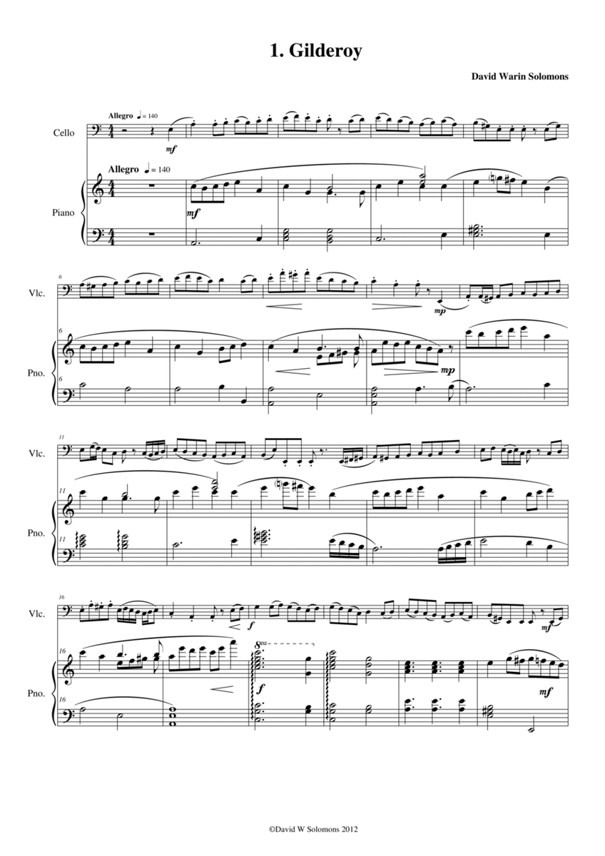 Variations on Gilderoy for cello and piano image number null